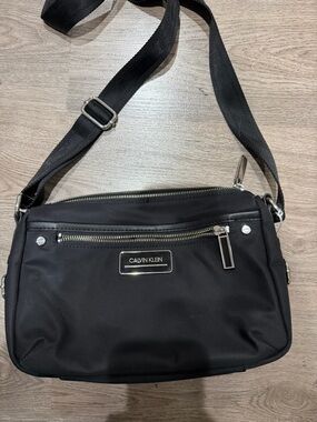 Calvin Klein Black Nylon Messenger Crossbody Bag